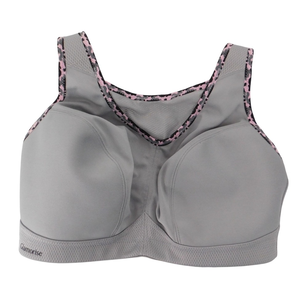 Glamorise Sport Bra 34F No-Bounce Camisole Sport 1066 Wire‎ Gray